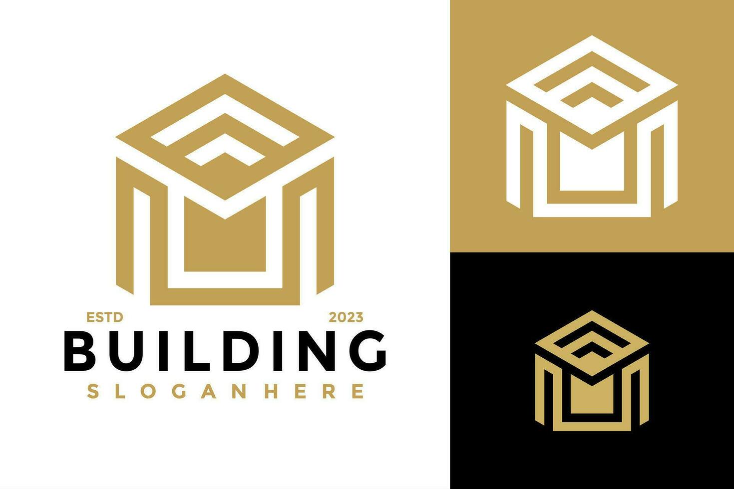 Letter M House BuildingLogo design vector symbol icon illustration