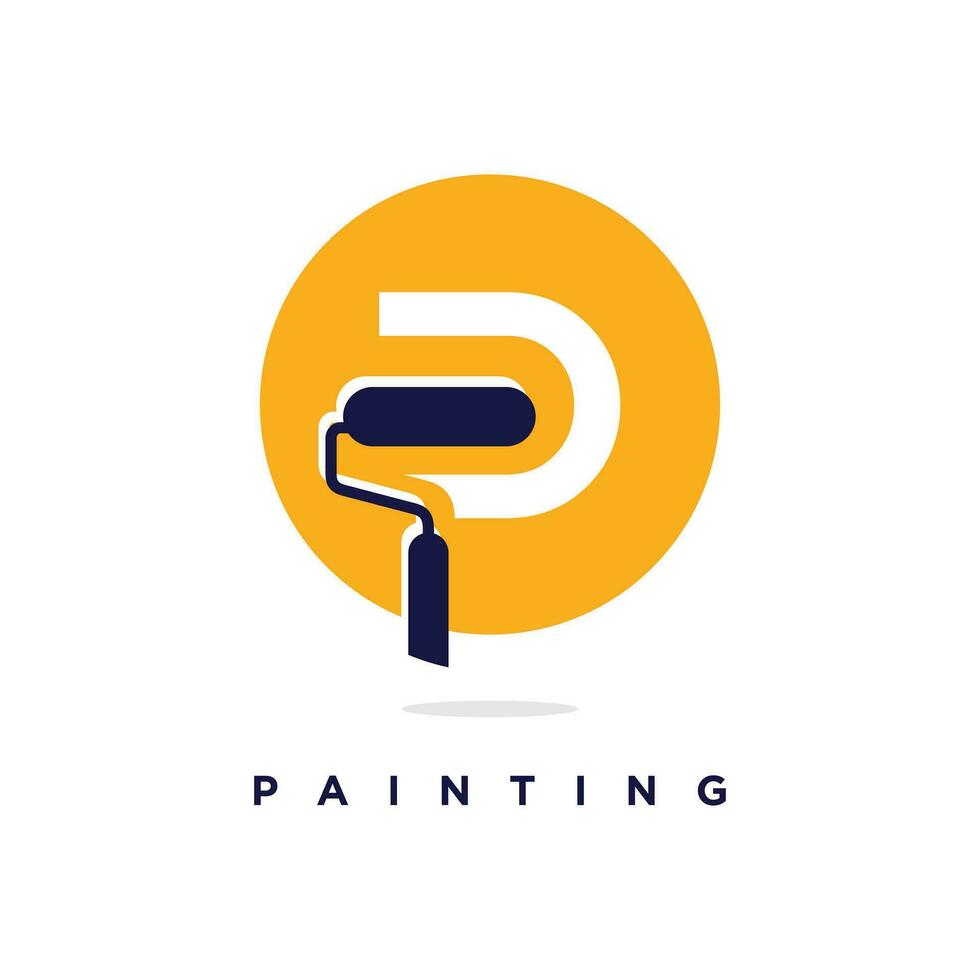 Paint with letter P design element vector icon with creative idea for business person