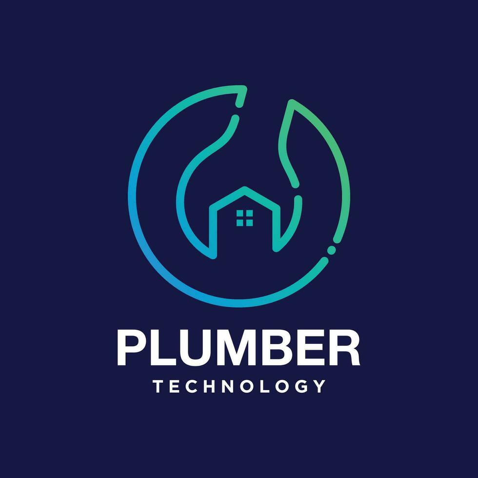 Plumber design element vector icon with creative idea for business person