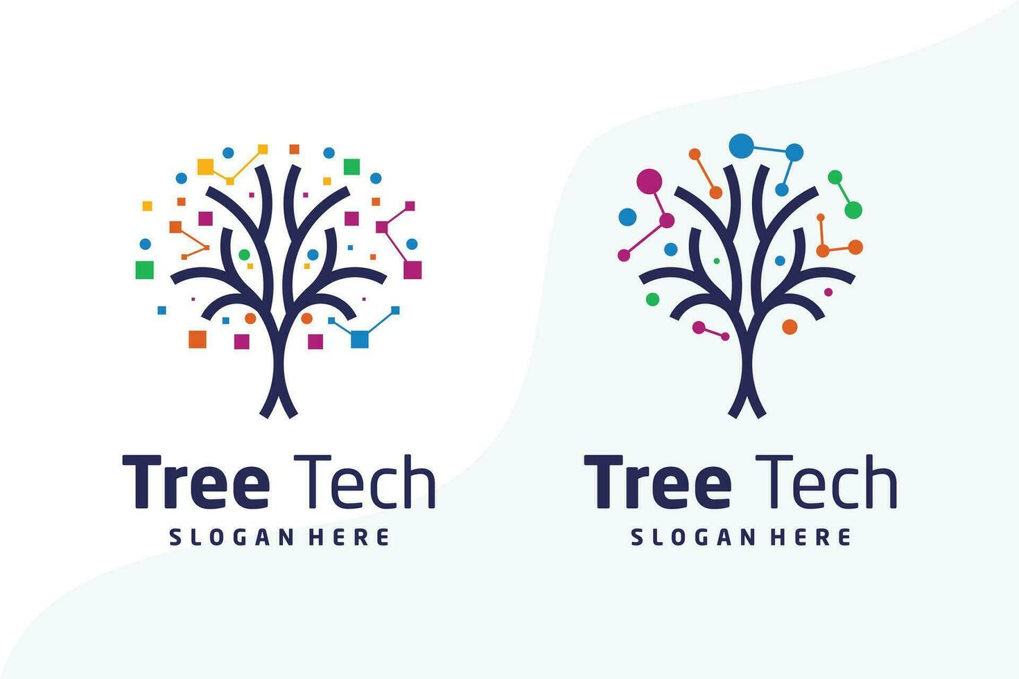 Tree tech design element vector icon with creative concept idea