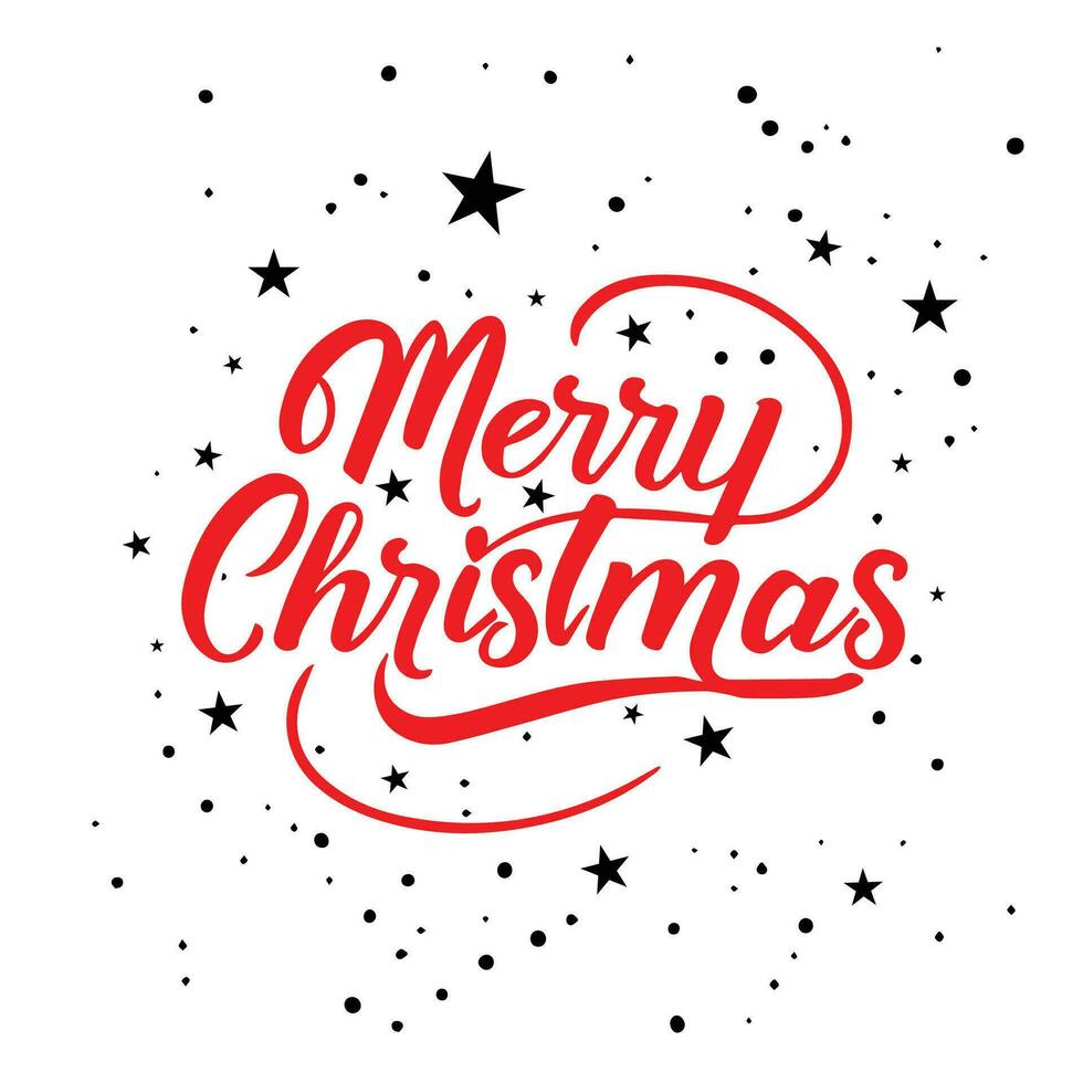 Merry Christmas calligraphy red color vector