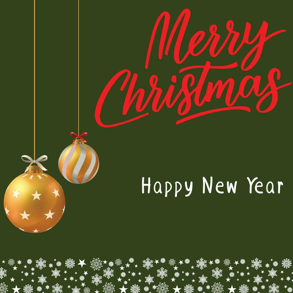 Merry Christmas greeting card with lettering vector