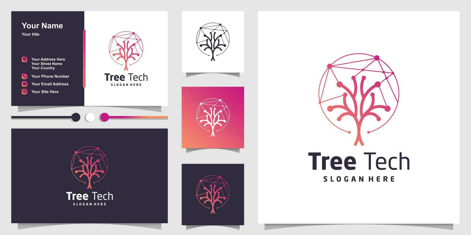 Tree tech design element vector icon with creative concept idea