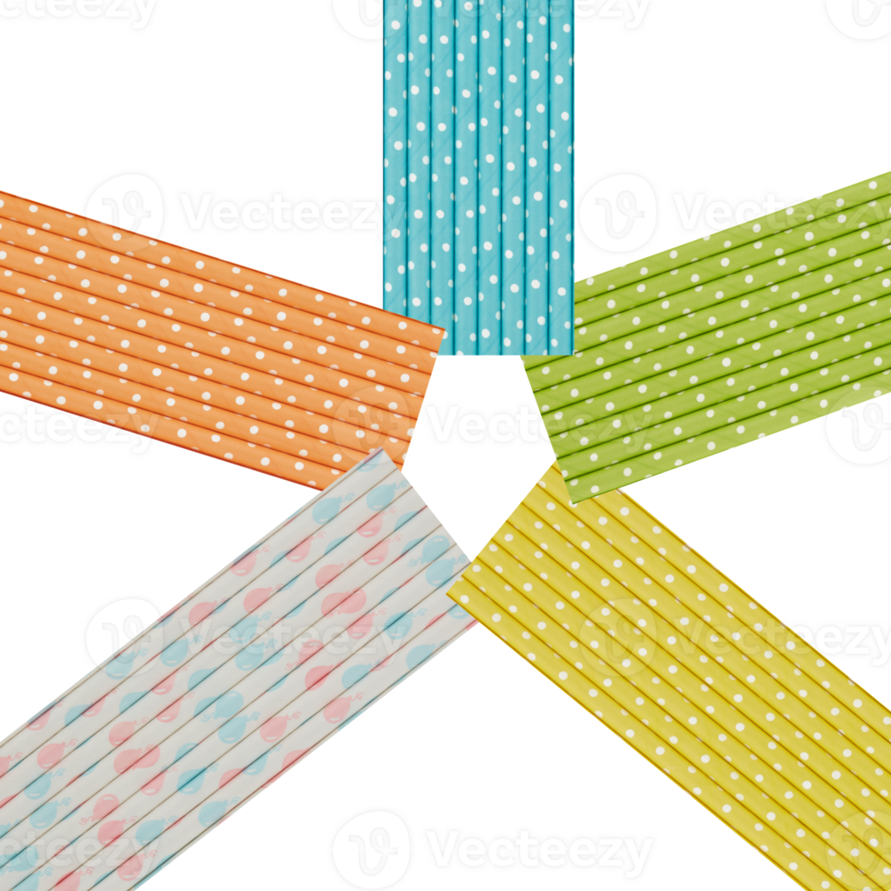 Paper sticks of various colors cut out isolated transparent background png