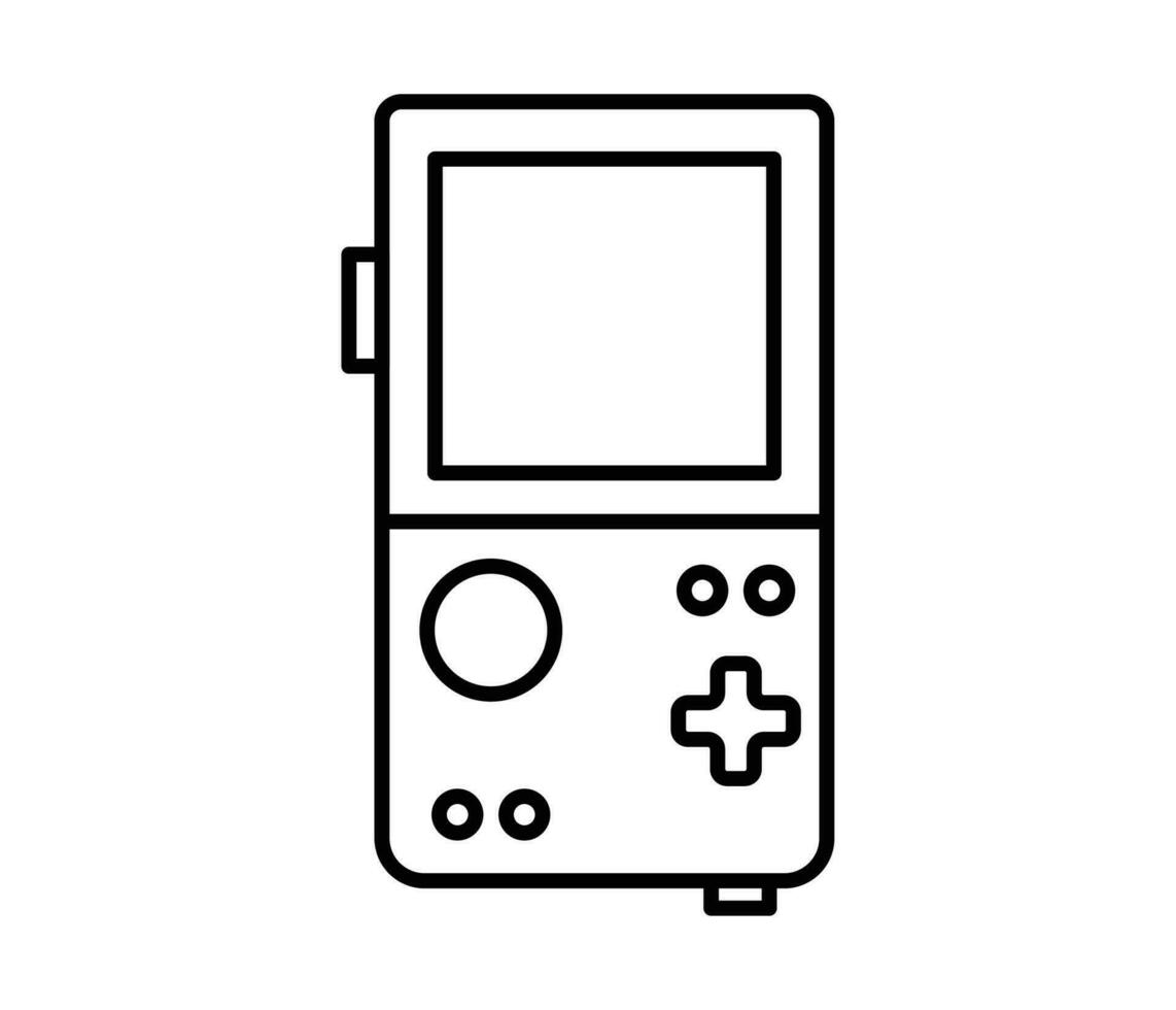 portátil Mano retro juego de azar consola. contorno icono. objeto aislado en blanco antecedentes. vector