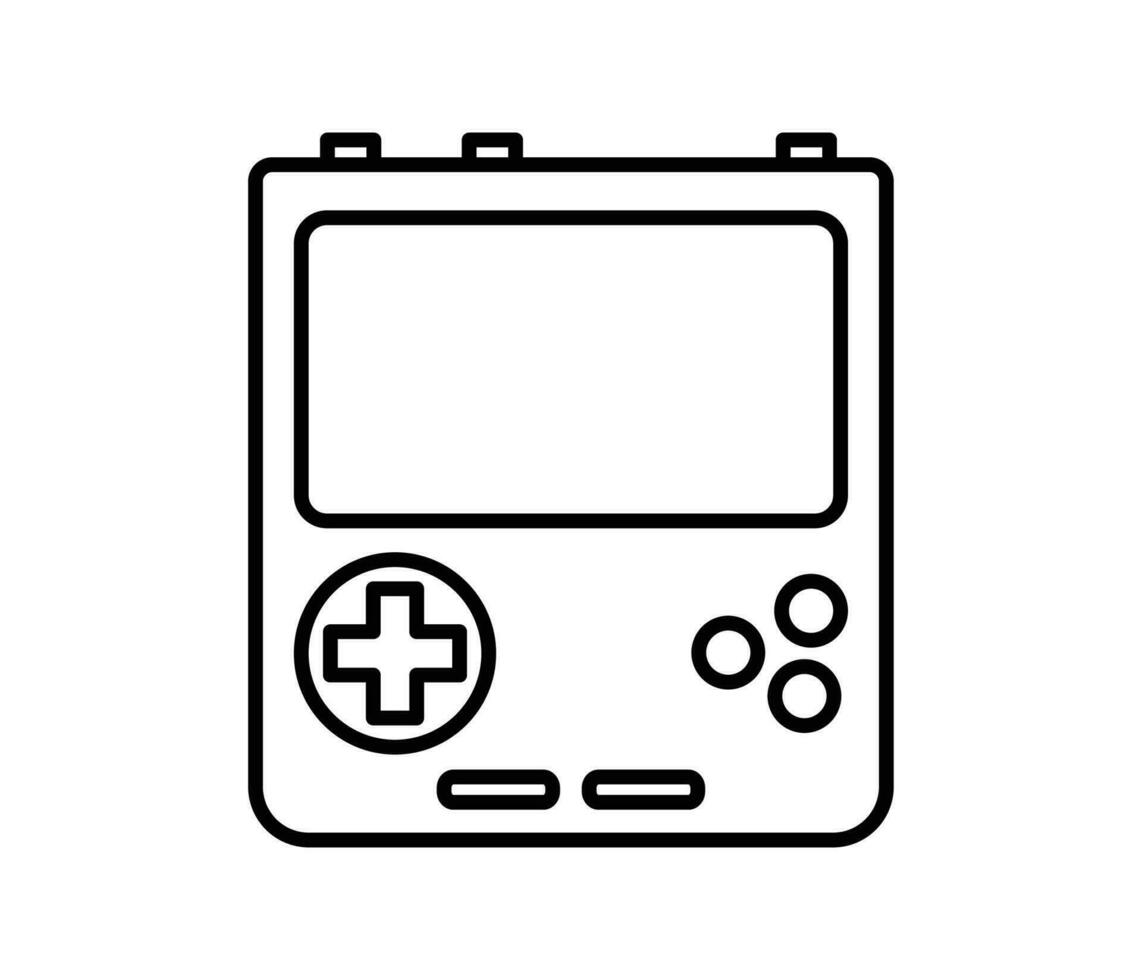 portátil Mano retro juego de azar consola. contorno icono. objeto aislado en blanco antecedentes. vector