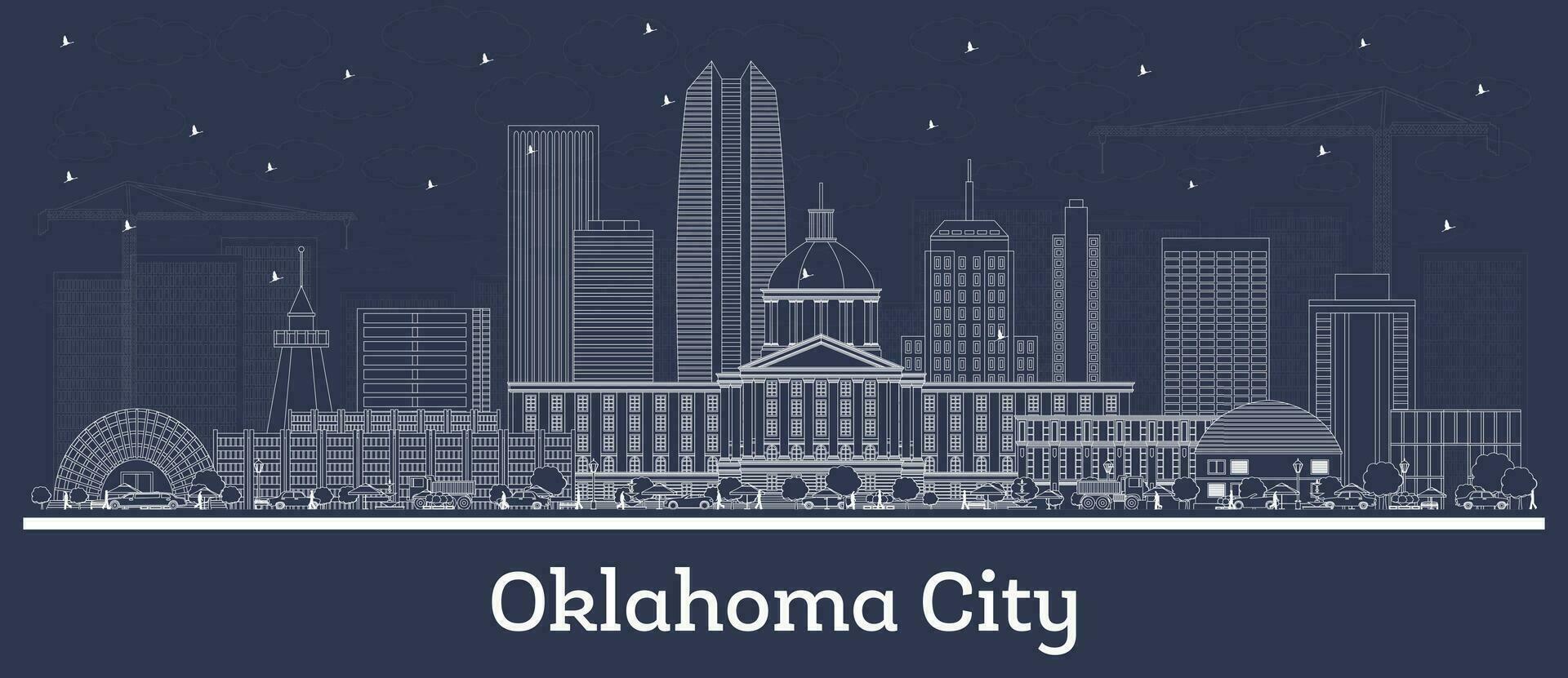 contorno Oklahoma ciudad Estados Unidos ciudad horizonte con blanco edificios negocio viaje y turismo concepto con histórico arquitectura. Oklahoma ciudad paisaje urbano con puntos de referencia vector