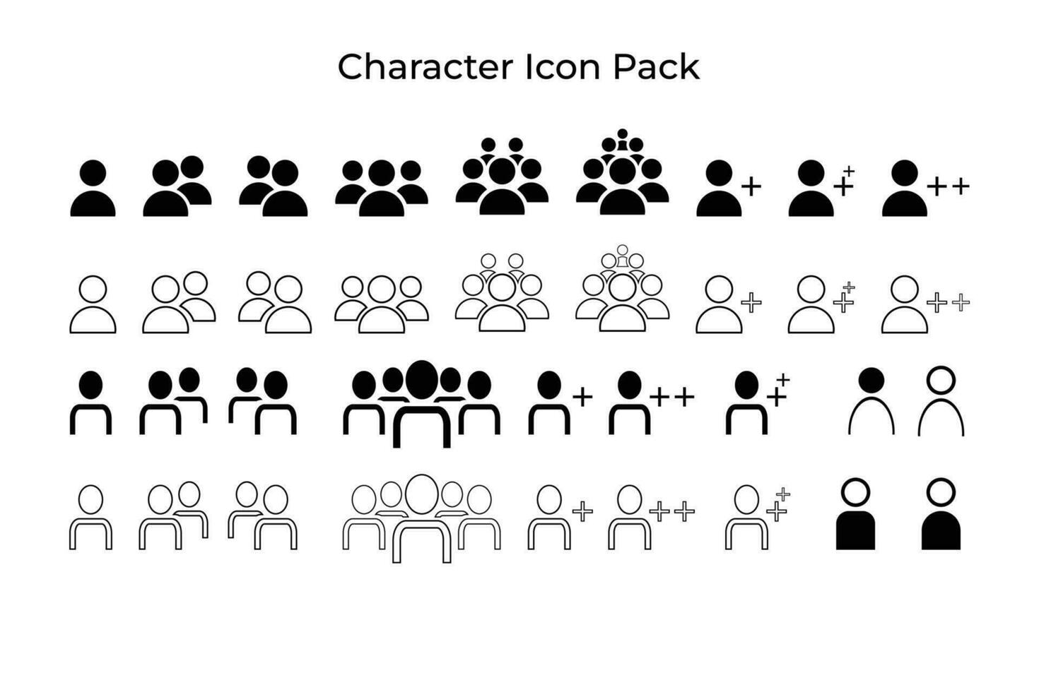 Avatar silhouette icon pack Illustration vector