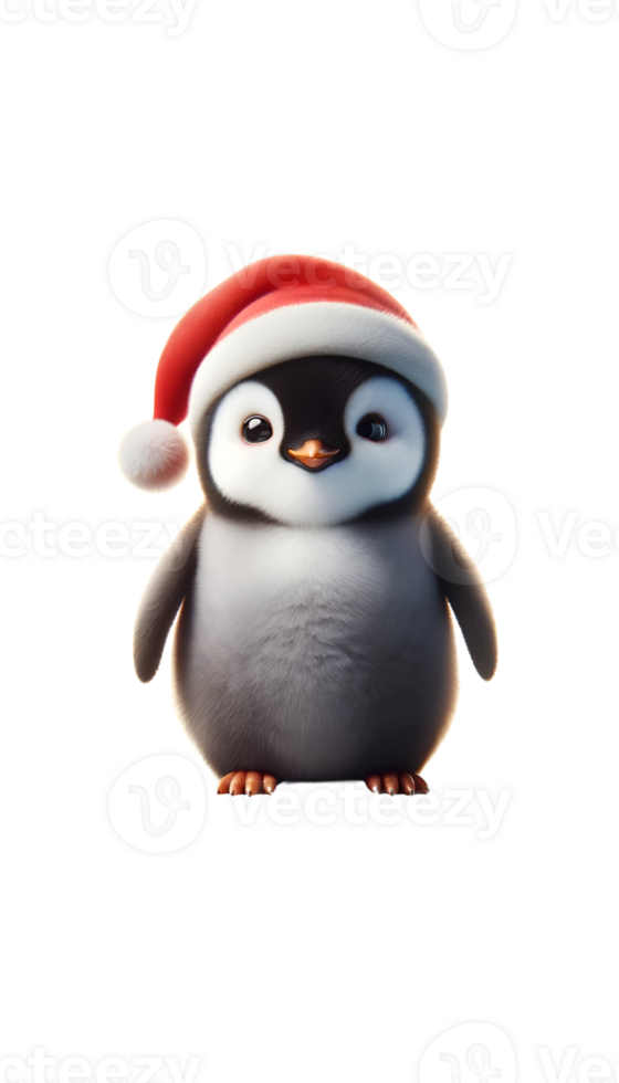 ai generato pinguino con Santa cappello. png