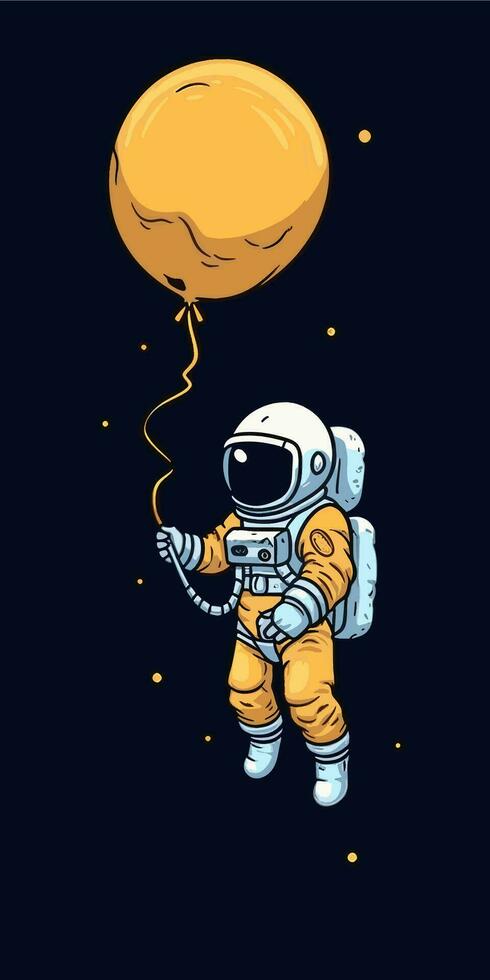 Astronaut holding a balloon vector