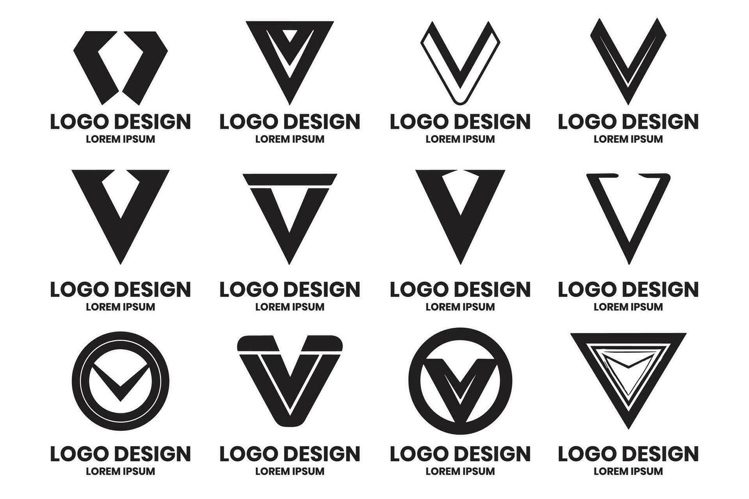 triangular o v conformado logo en moderno estilo para decoración vector