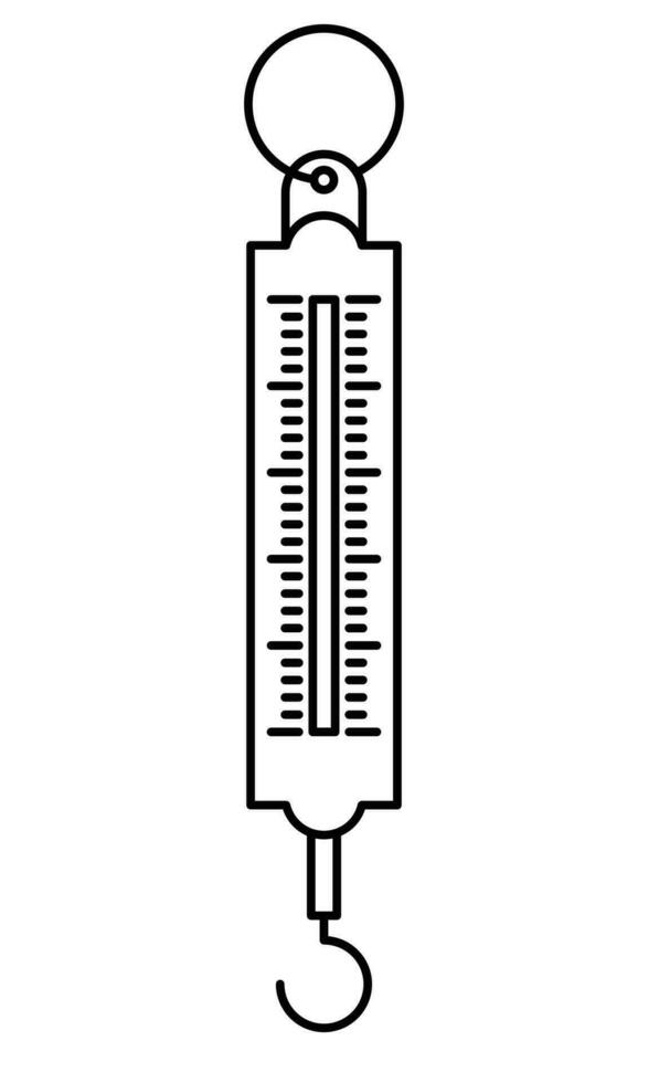 Domestic spring scale. Outline icon isolated on white background. Mechanical spring scale. vector