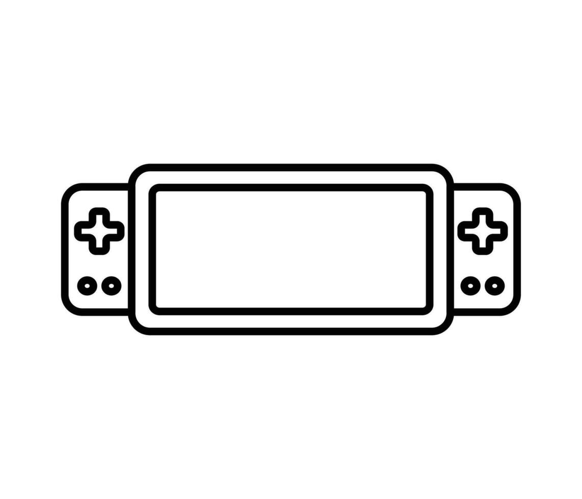 Portable handheld retro gaming console. Outline icon. Object isolated on white background. vector