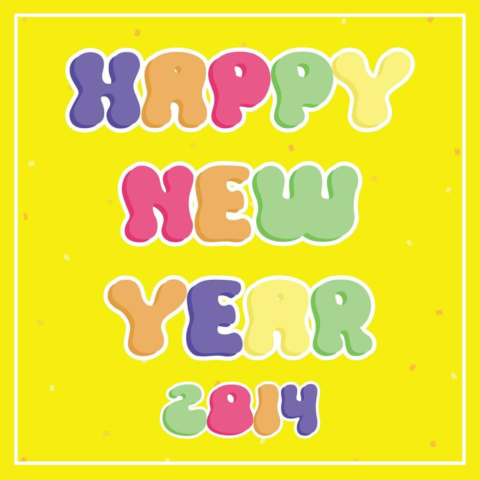 2014 Happy New Year Card curve balloon word party colorful vector design