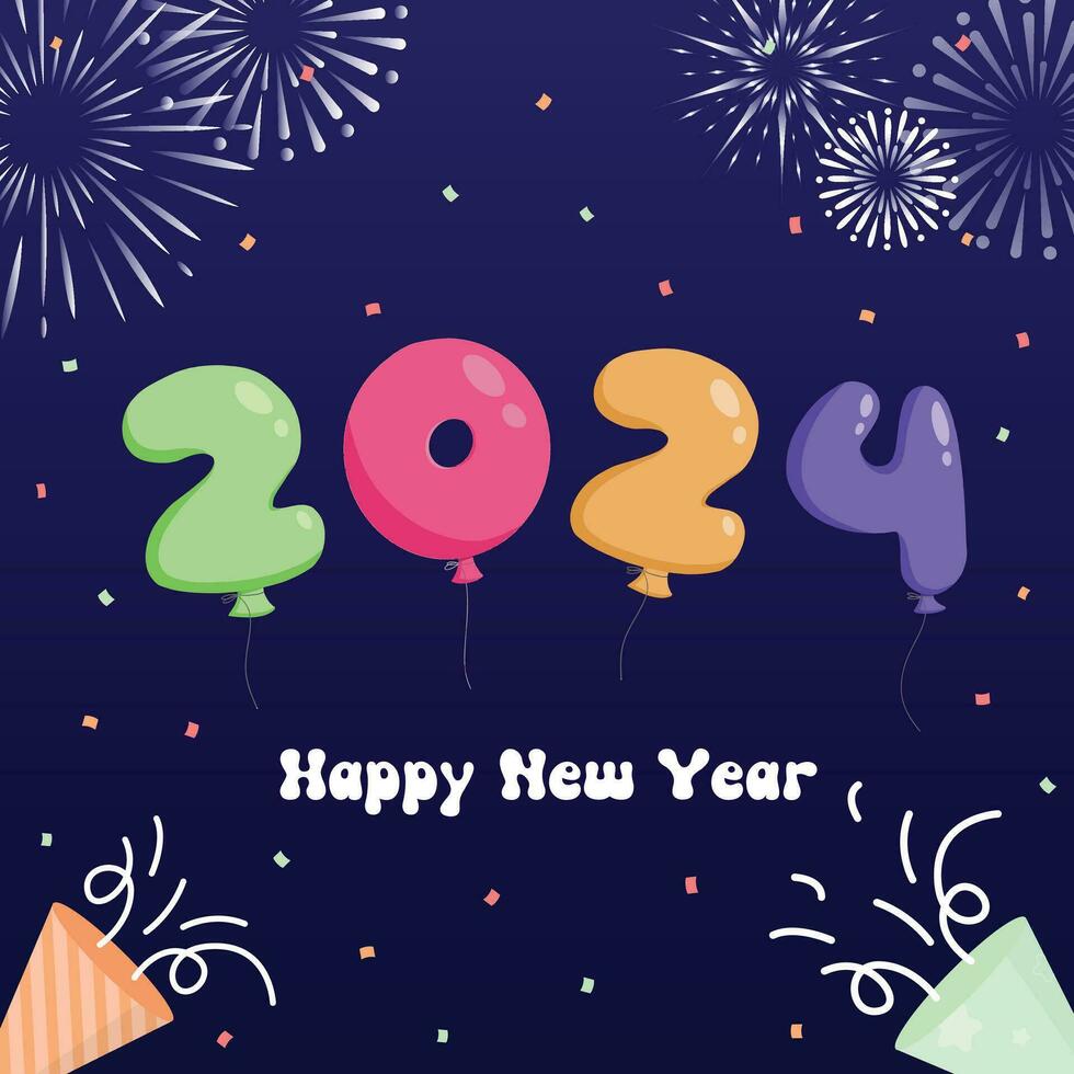 2024 número globo vector diseño para fiesta nuevo año celebracion festival