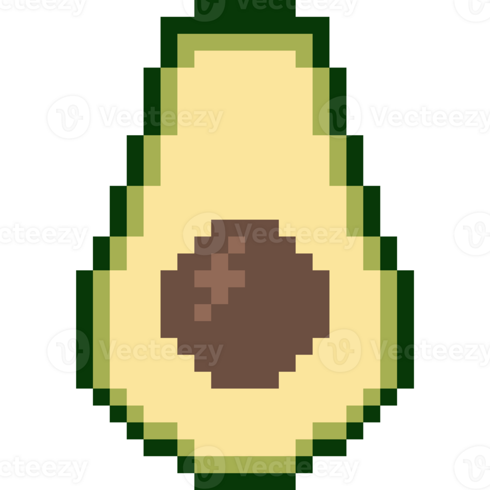 Pixel art, avocado cut in half png