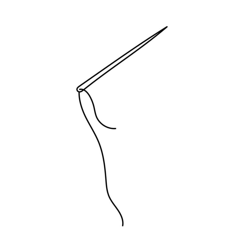 Needle and thread. Vector doodle outline sketch isolated on white ...