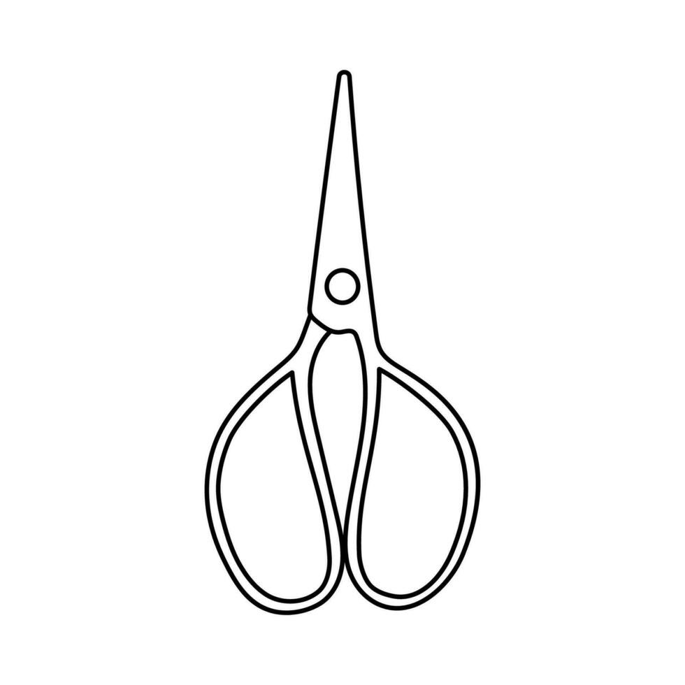 Scissors for sewing isolated on white background. Vector outline icon isolated on white.