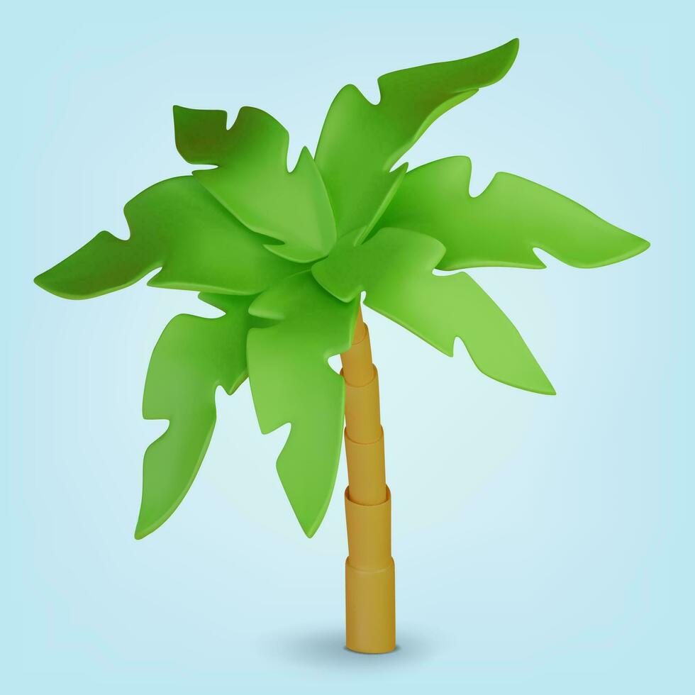 3d palma árbol . realista árbol en azul antecedentes. vector ilustración.