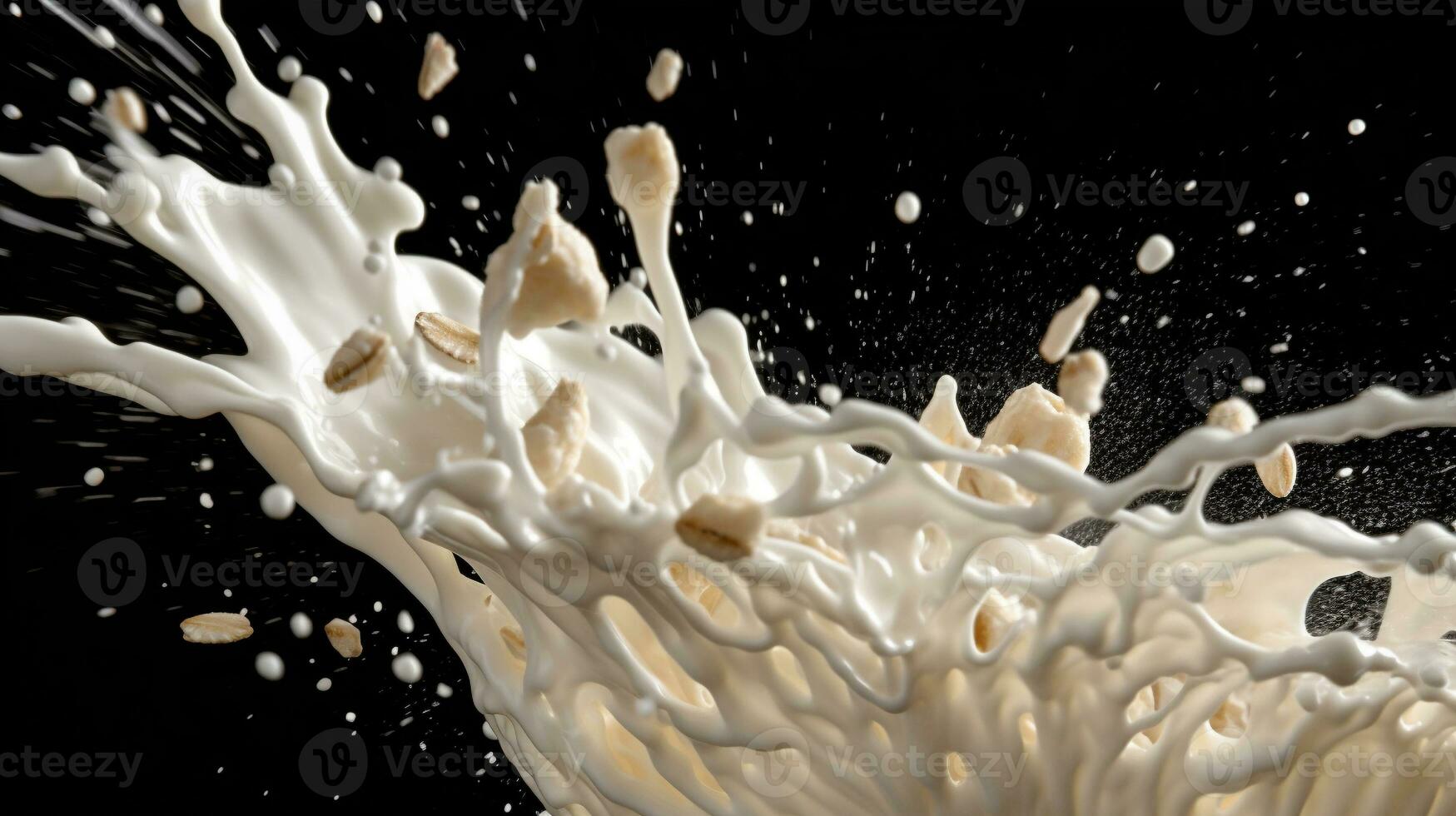 Cereals with milk, AI generative photo