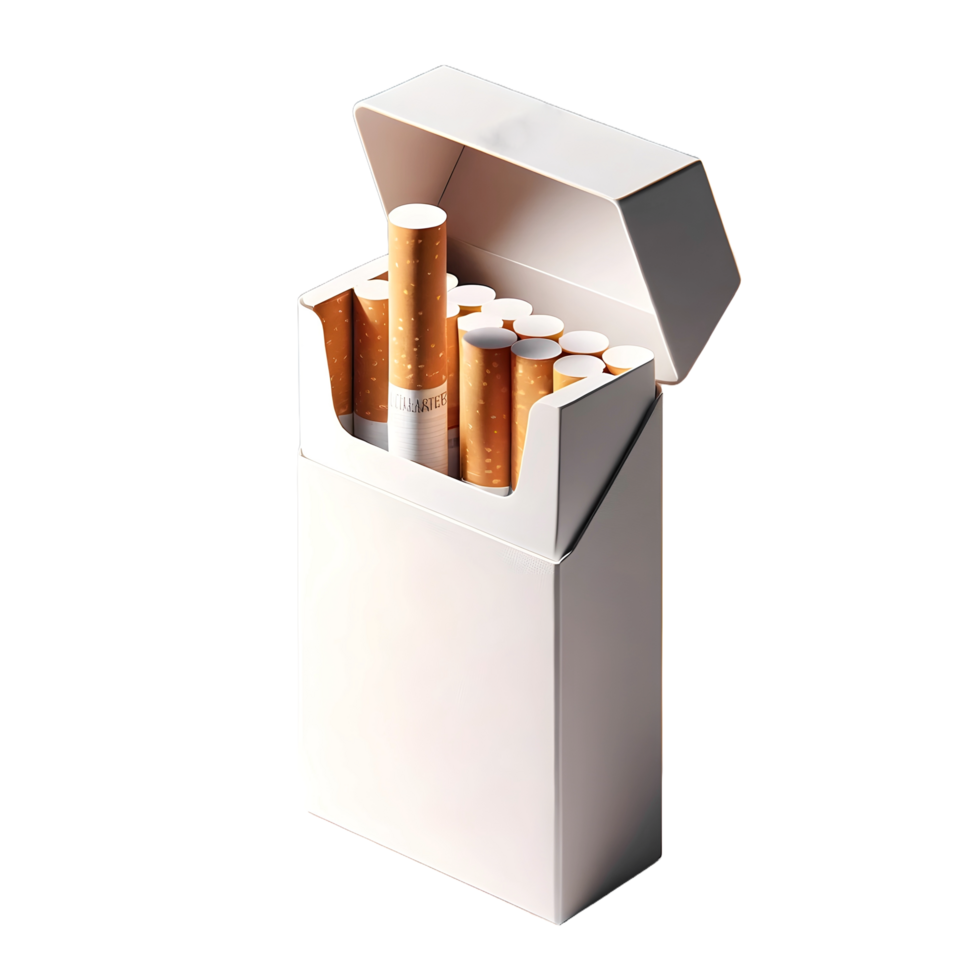 ai generato ha aperto bianca vuoto scatola di sigarette isolato su trasparente sfondo png