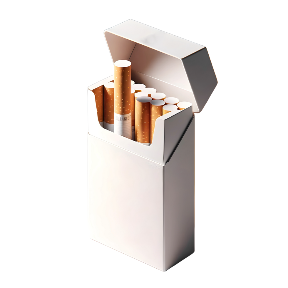 AI generated Opened white blank Box of cigarettes isolated on transparent background png