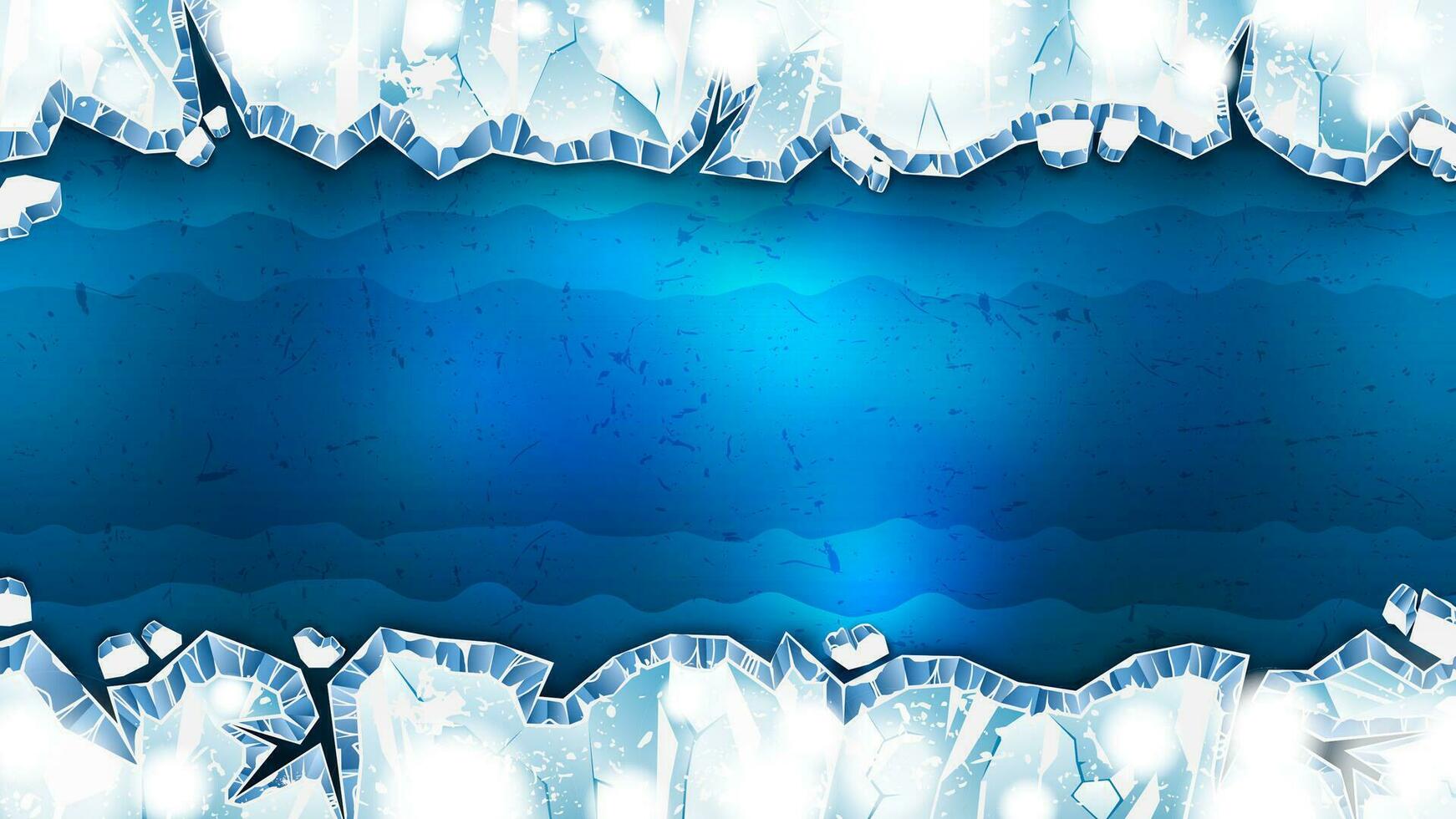 realista horizontal hielo grietas como un invierno antecedentes vector