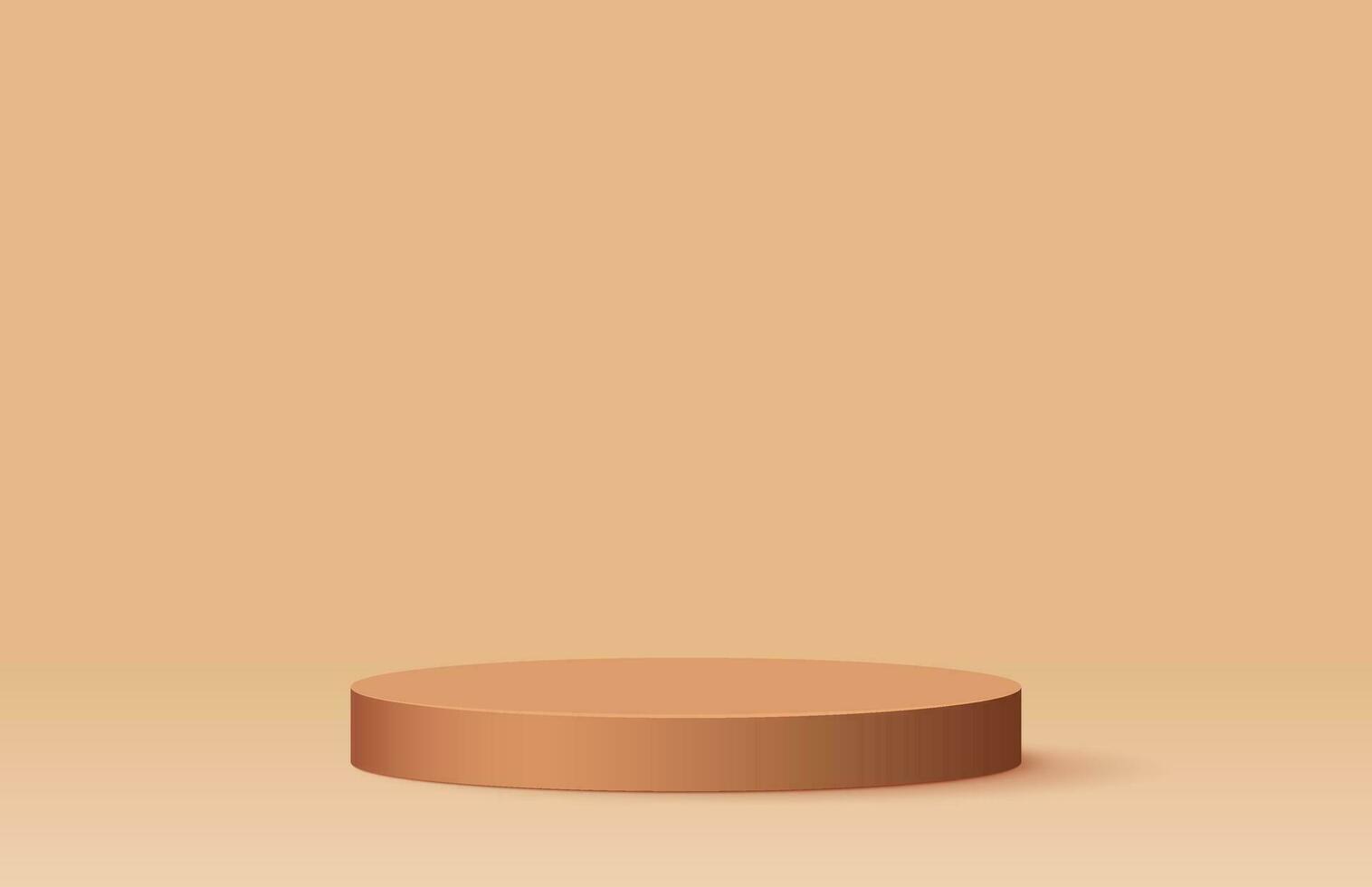 Brown podium realistic 3d paper art background design. Vector illustration