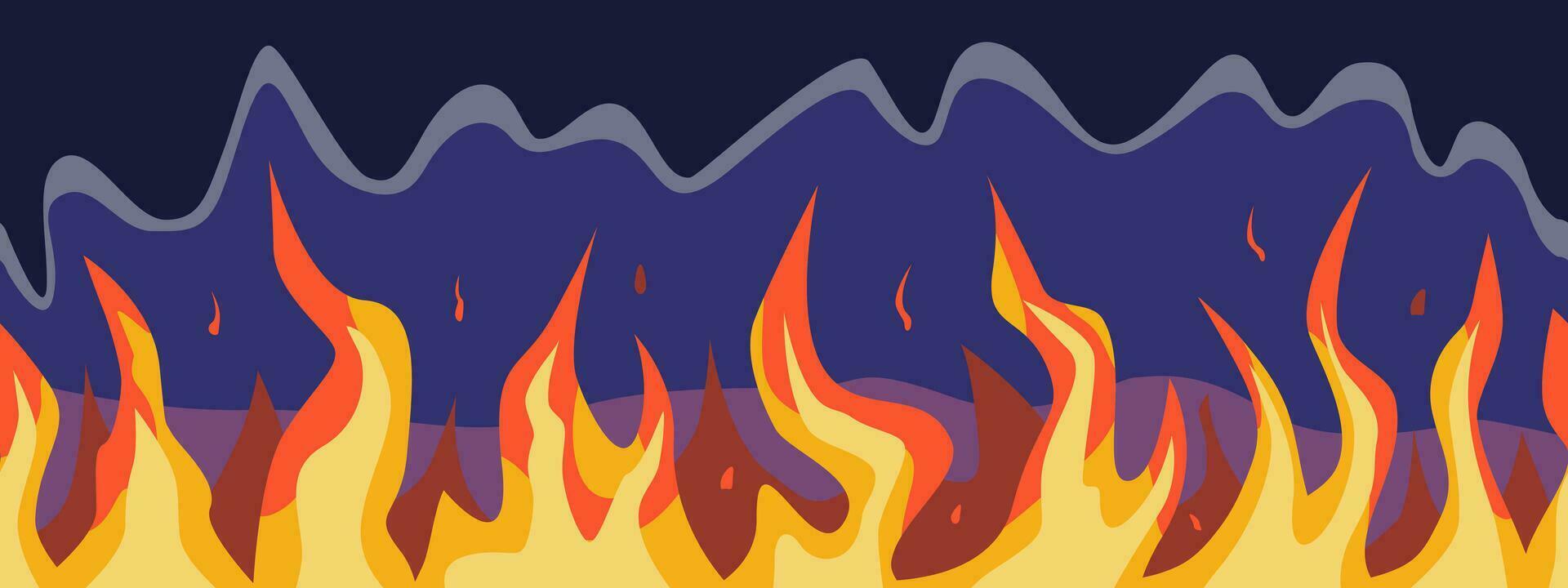 sin costura fuego pared en dibujos animados estilo. vector