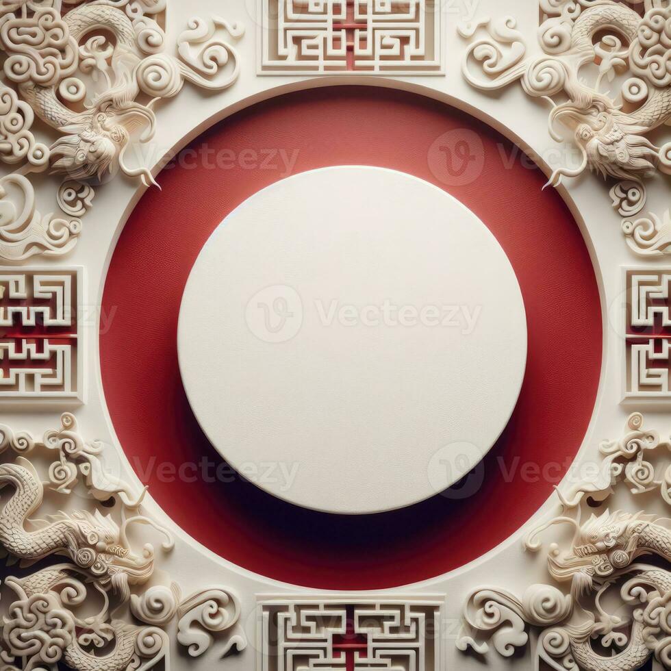 AI generated Happy chinese new year with Oriental Chinese traditional template Background photo