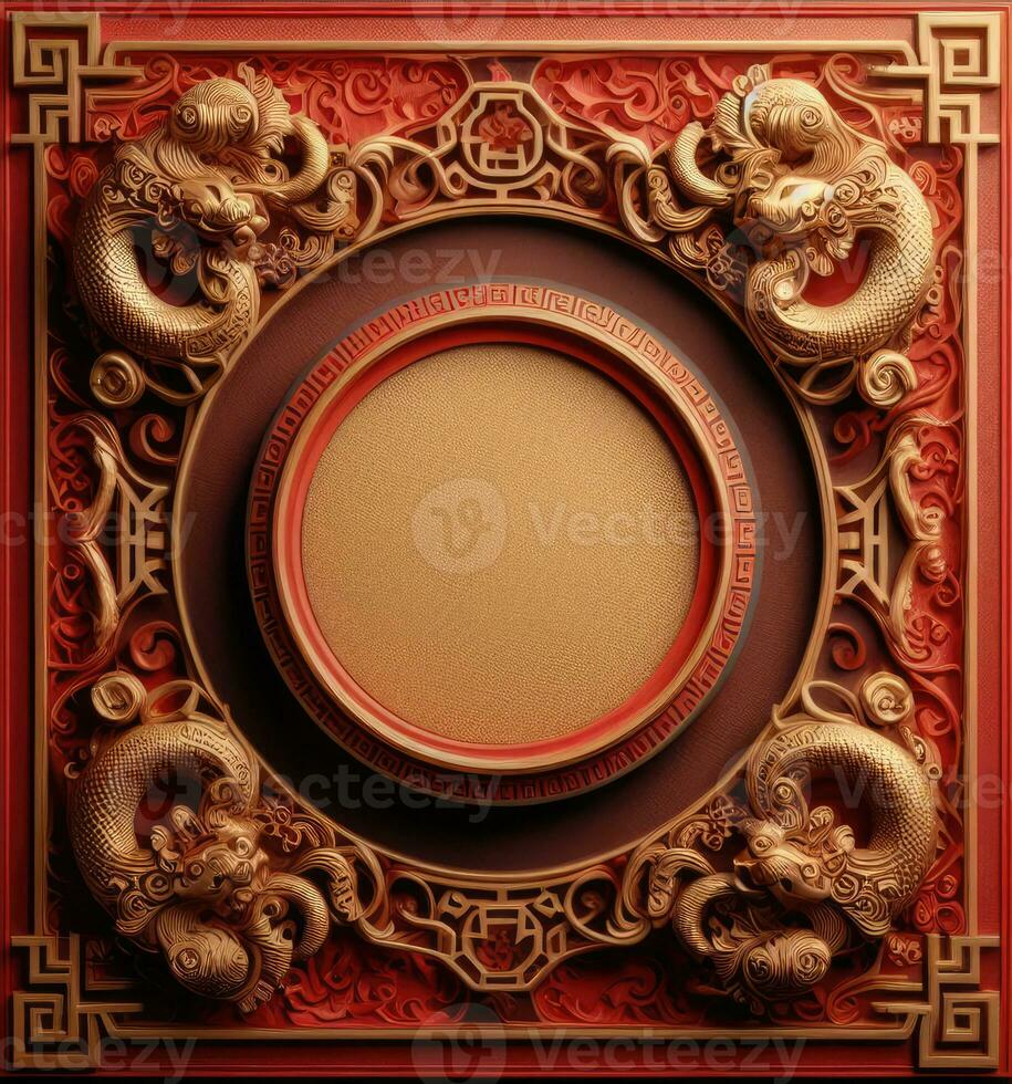 AI generated Happy chinese new year with Oriental Chinese traditional template Background photo