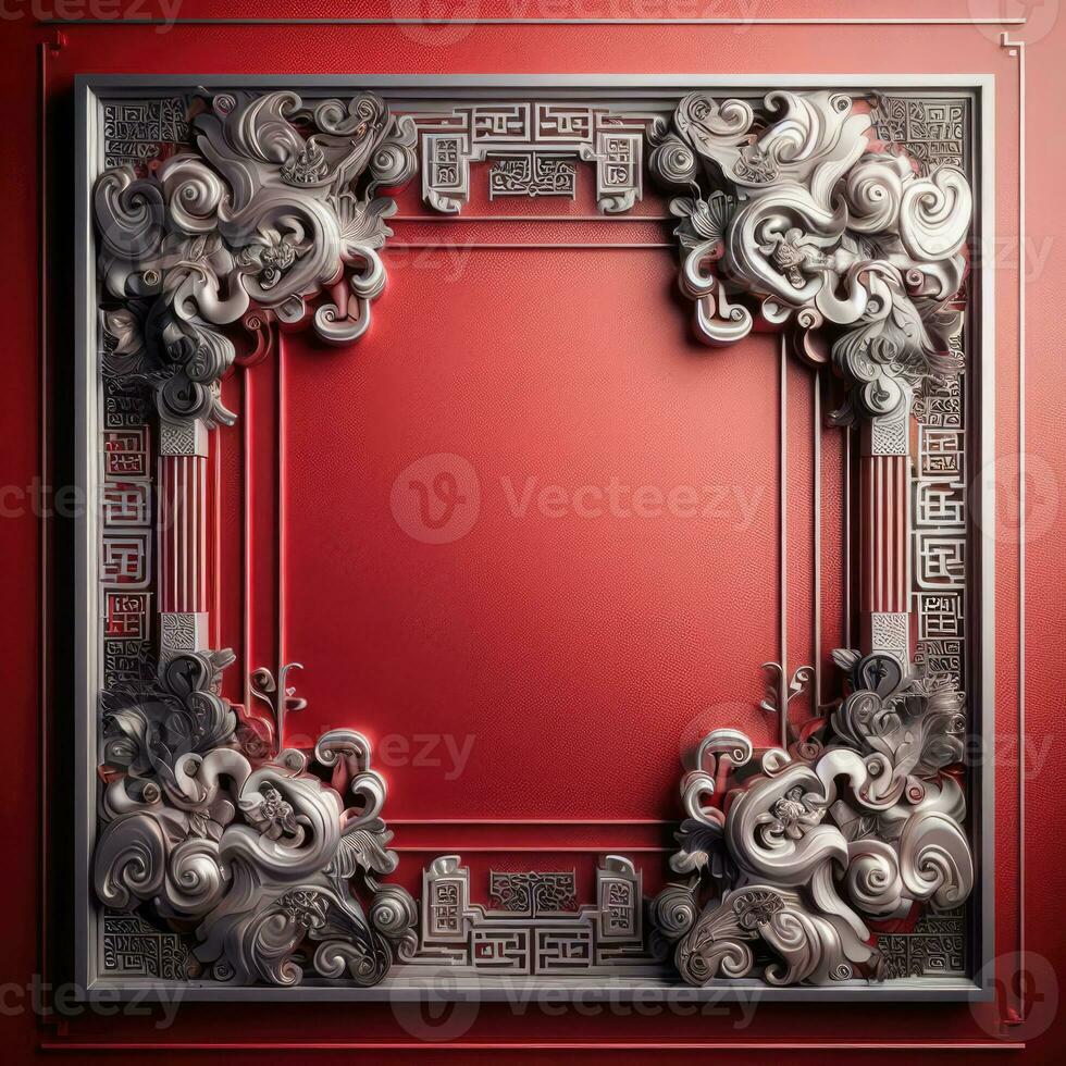 AI generated Happy chinese new year with Oriental Chinese traditional template Background photo