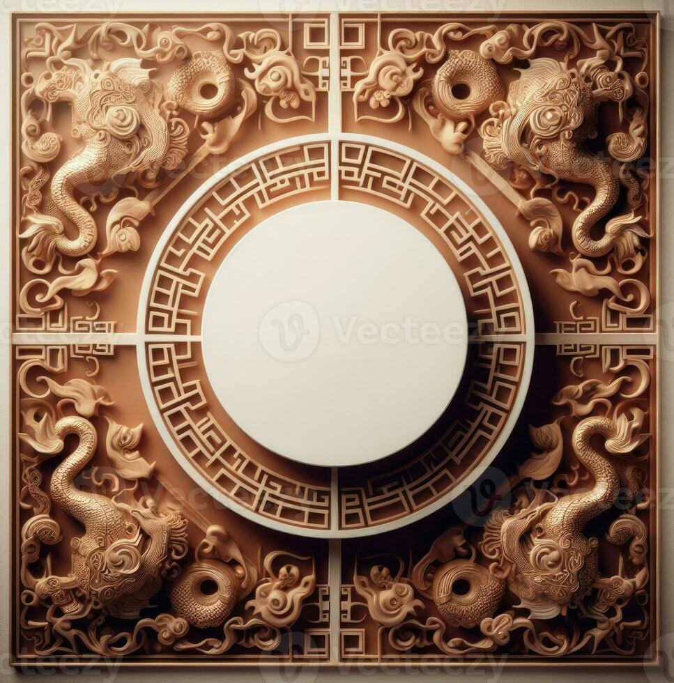 AI generated Happy chinese new year with Oriental Chinese traditional template Background photo