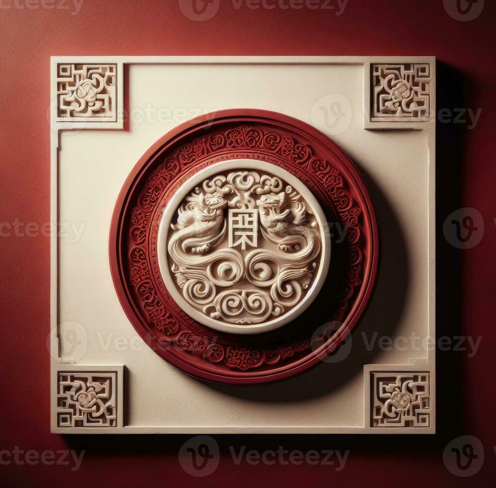 AI generated Happy chinese new year with Oriental Chinese traditional template Background photo