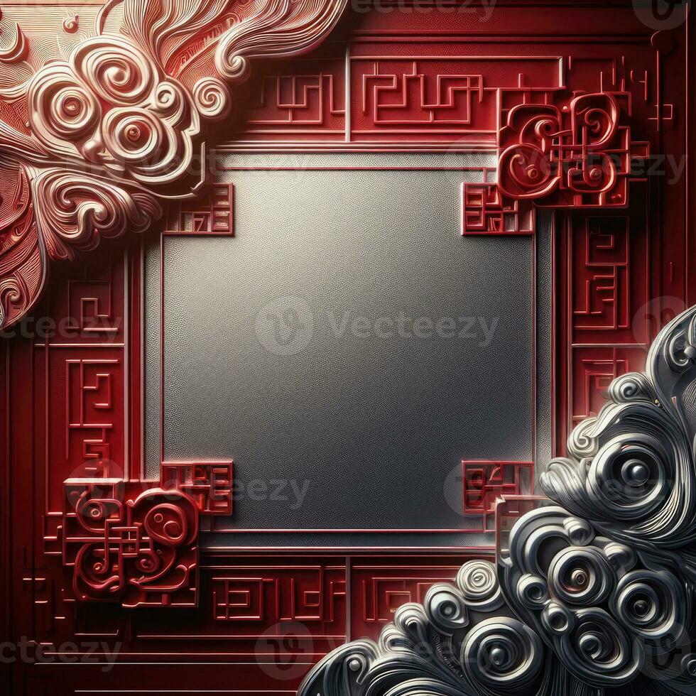 AI generated Happy chinese new year with Oriental Chinese traditional template Background photo