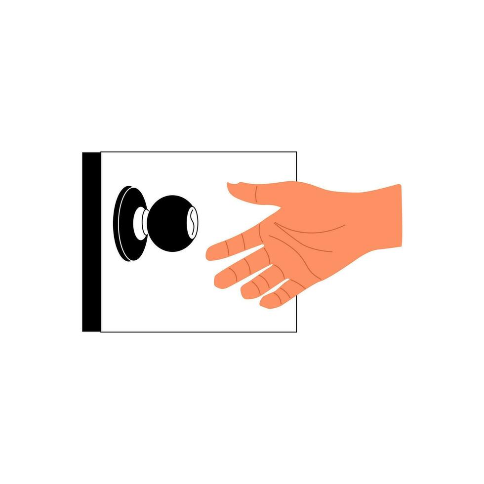 flat design hand gesture opening the door vector