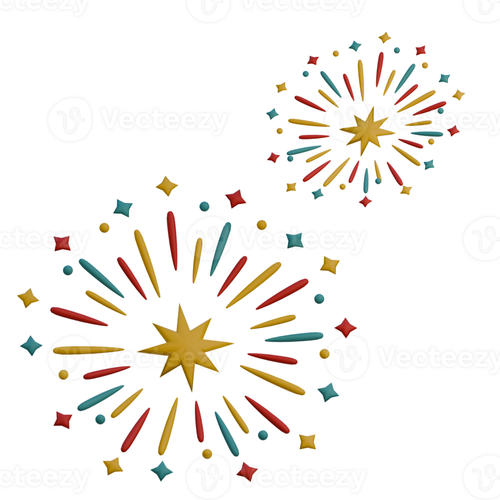 3D Icon of fireworks png