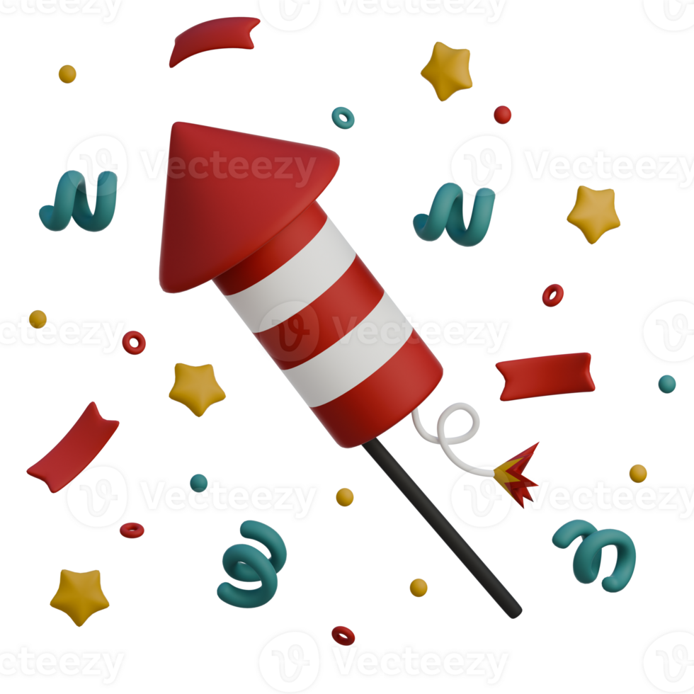 3D Icon of rocket fireworks png