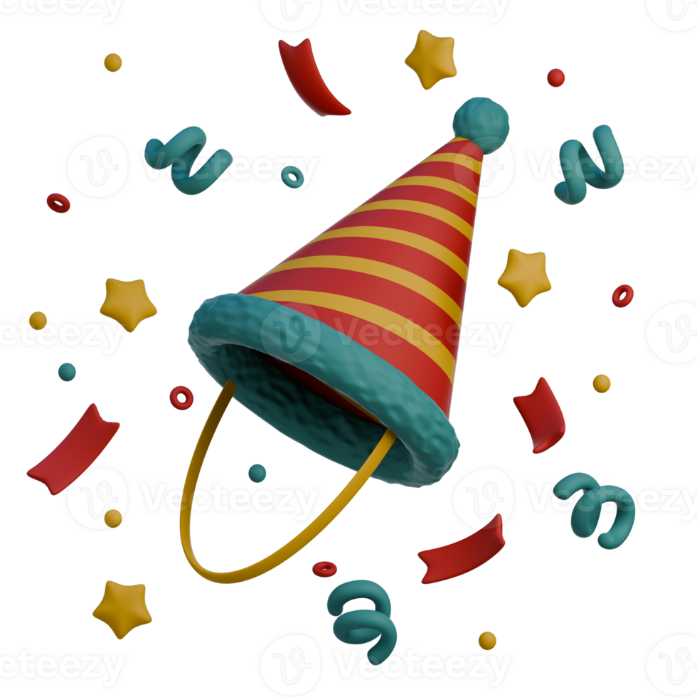 3D Icon of party hat png