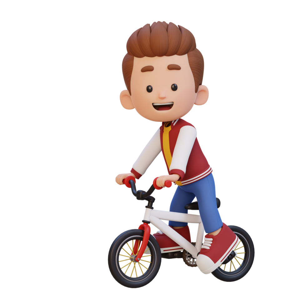 3d niño personaje paseo bicicleta Vamos a colegio png