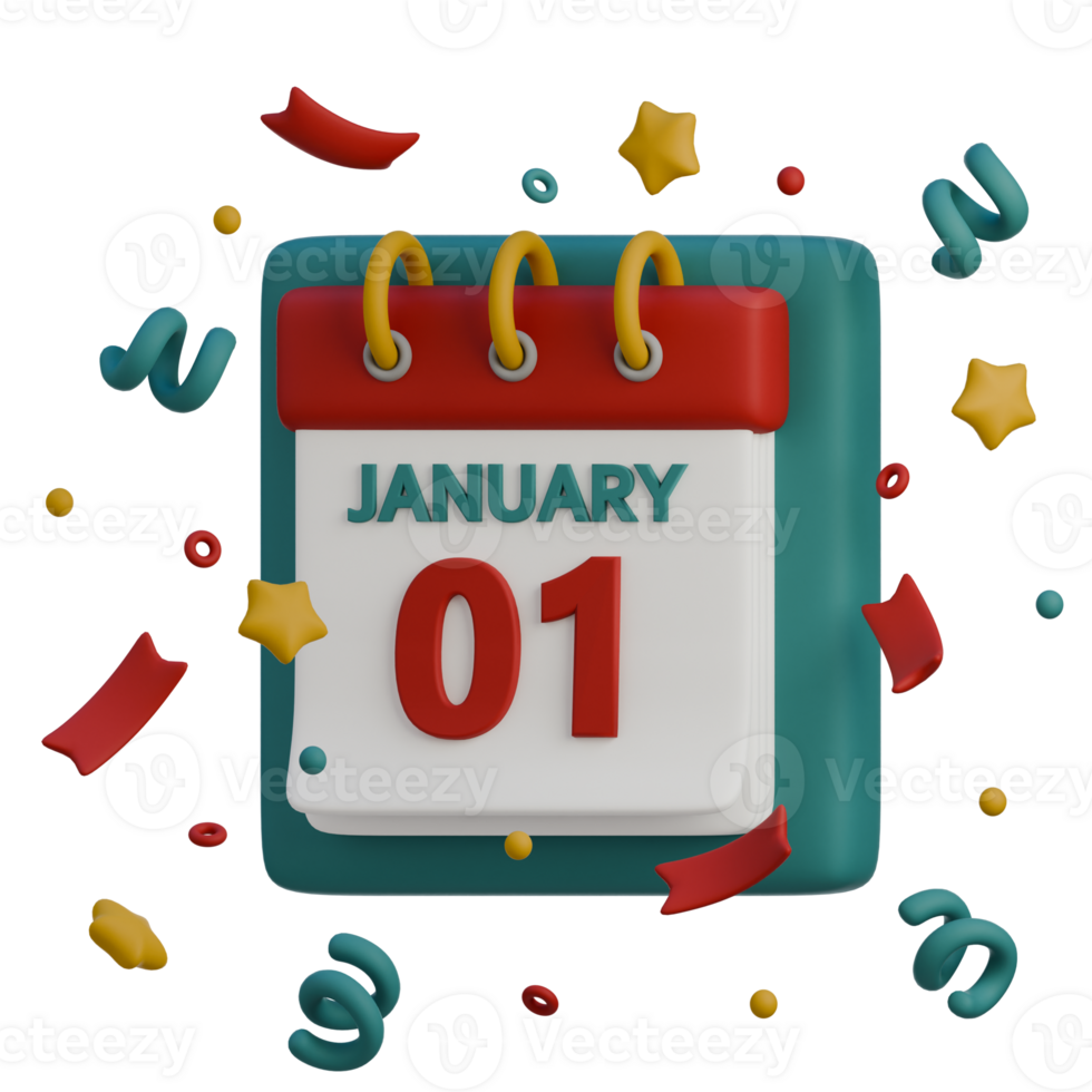 3D Icon of New Year Calendar 1 png