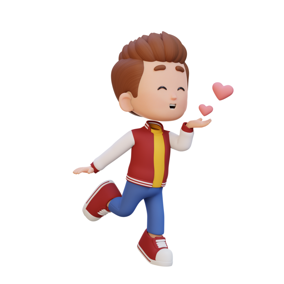 3d carino ragazzo personaggio nel amore png