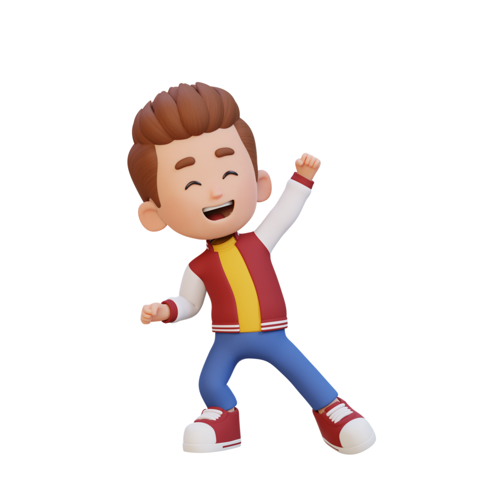 3D cute boy in happy pose png