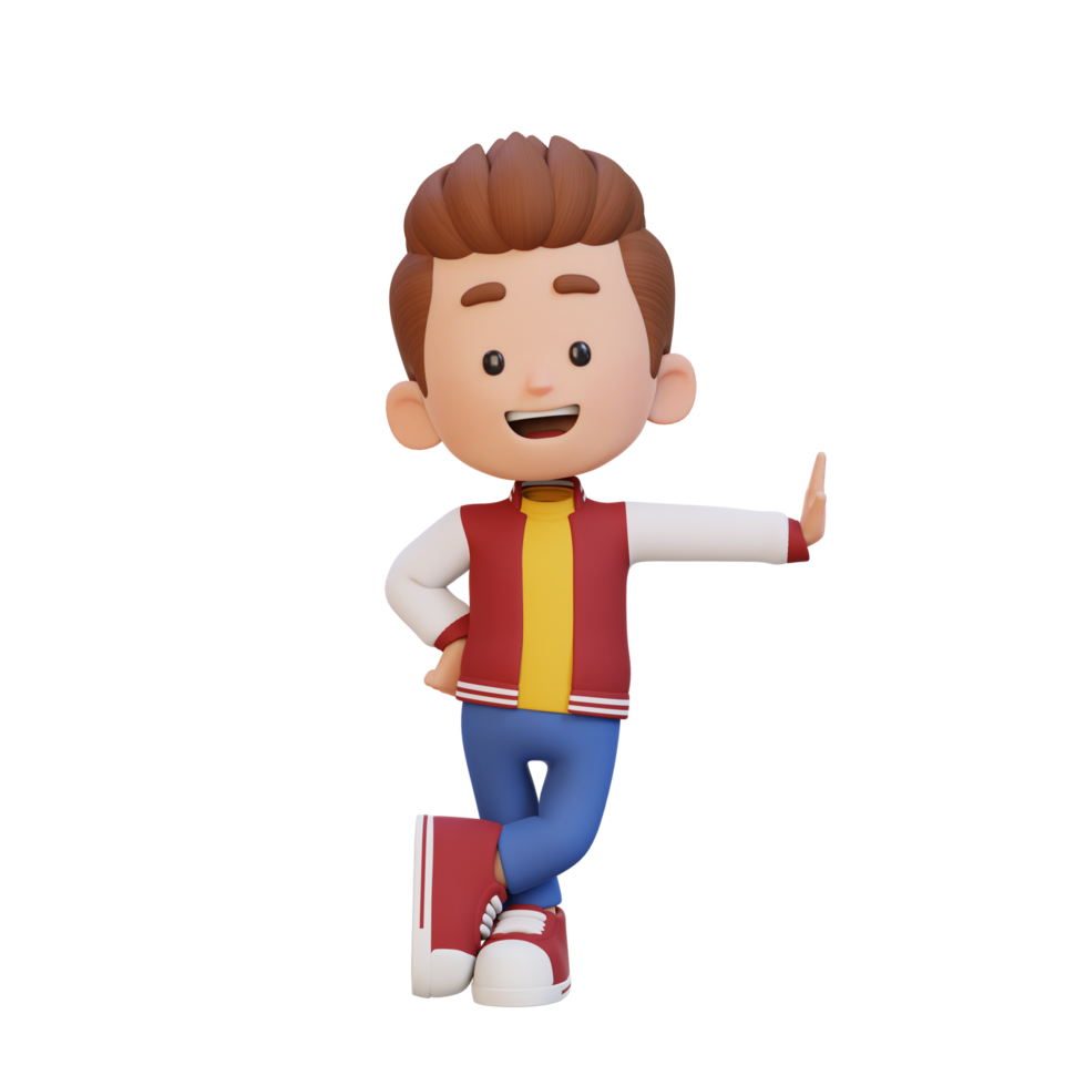 3D kid character laying on transparent wall png