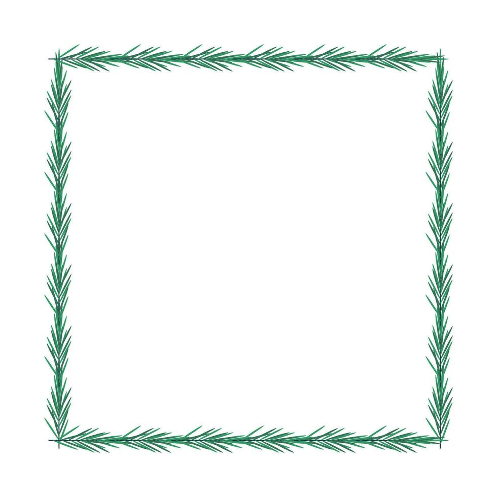 Christmas frame with tree branch. vector
