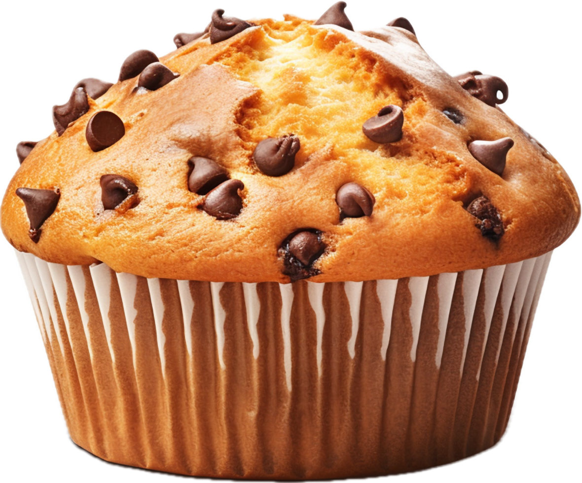 AI generated chocolate chip muffin cake png