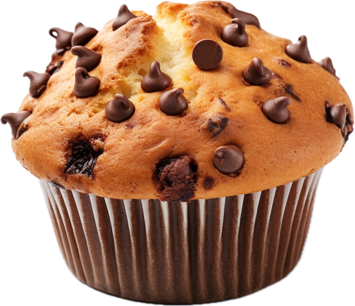 AI generated chocolate chip muffin cake png