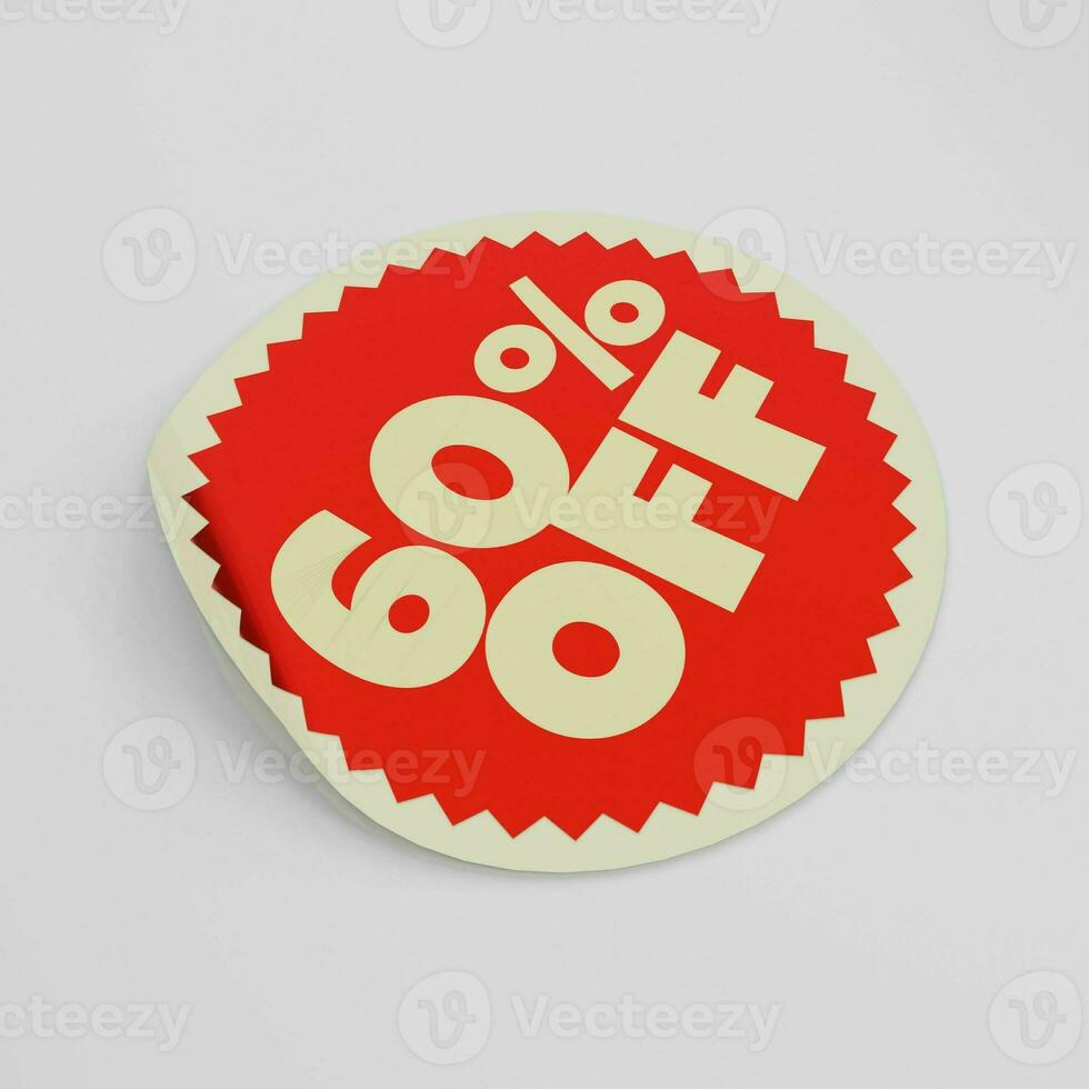 60 percent off red price tag sticker photo