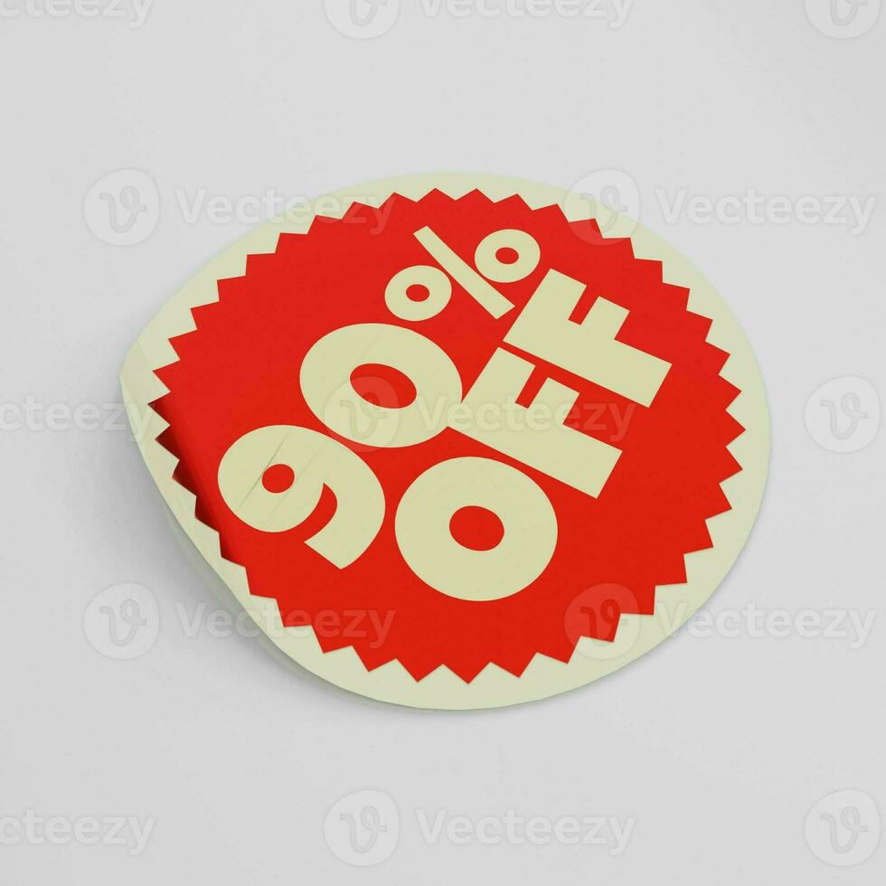 90 percent off red price tag sticker photo