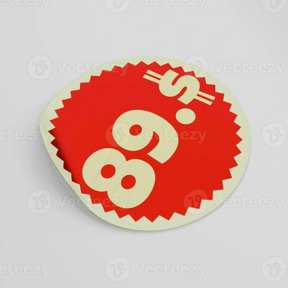 89 Doller red price tag sticker photo